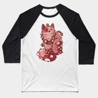 Toadstool Mushroom Kawaii Cat Baseball T-Shirt